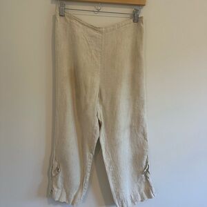 Women's 100% linen Cream Capris